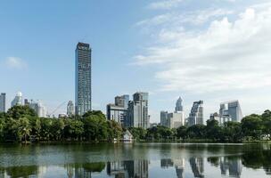 Cityscape view at Lumphini park Bangkok Thailand photo