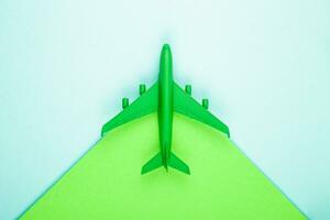 Sustainable aviation concept - green plane. Banner image, copy space. photo