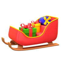 3d illustrazione slitta con regalo scatola oggetto. 3d creativo Natale design icona. 3d resa. png