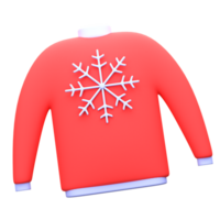 3d illustration snowflake sweater object. 3D creative Christmas design icon. 3D Rendering. png