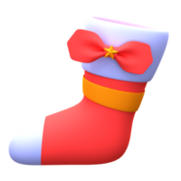 3d illustration Christmas sock object. 3D creative Christmas design icon. 3D Rendering. png