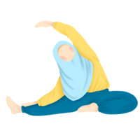 Doing yoga cartoon illustration on png transparant background