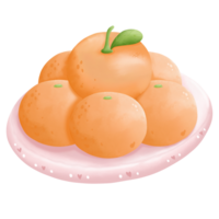 aguarela laranja em a prato desenho animado do conceito chinês Novo ano decorar ilustração png