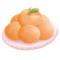 acuarela naranja en el plato dibujos animados de concepto chino nuevo año Decorar ilustración png