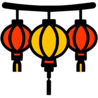 AI generated Chinese lanterns hanging down png