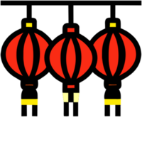 AI generated Chinese lanterns hanging down png