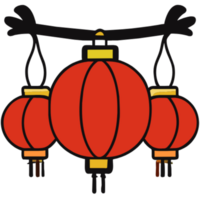 AI generated Chinese lanterns hanging down png