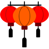 AI generated Chinese lanterns hanging down png