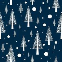 The beautiful simple seamless xmas pattern with white fir-tree on the blue background vector