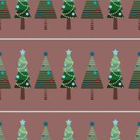 The flat simple seamless xmas pattern with two stylized christmas tree on the pink background vector