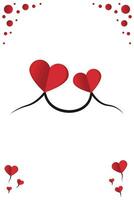 Wavy line with hearts red romantic symbol vector