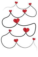 Wavy line with hearts red romantic symbol vector