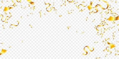 Vector golden tinsel and confetti fall from the sky for holiday, birthday, party and anniversary
