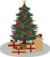 Christmas tree with gifts. Festive mood. Vector. vector