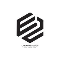Letter Ez or Ze hexagonal shape modern typography abstract monogram logo vector