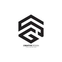 Letter Sg or Gs initial hexagonal shape modern monogram abstract logo idea vector