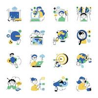 Pack of Networking Hand Drawn Illustrations vector