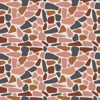 Seamless pattern of colored stones in pink, blue and brown shades on a light gray-pink background. Vector illustration, abstract square background for wallpaper, packaging, textile, web design