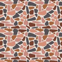 Seamless pattern of colored stones in pink, blue and brown shades on a light gray-pink background. Vector illustration, abstract square background for wallpaper, packaging, textile, web design