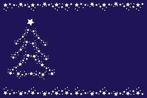 vector Navidad oscuro azul antecedentes - bandera, tarjeta con rayas en parte superior y fondo y Navidad árbol hecho de blanco volumétrico estrellas con sitio para texto