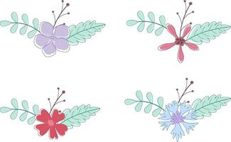 hermosa flores mano dibujado conjunto vector