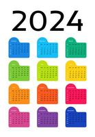 calendario para 2024 aislado en un blanco antecedentes vector