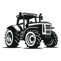 silhouette of a tractor illustration vector with black old tractor on white background