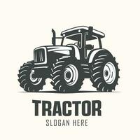 silhouette of a tractor illustration vector with black old tractor on white background