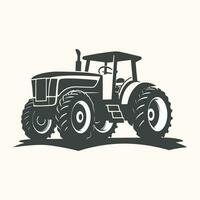 silueta de un tractor ilustración vector con negro antiguo tractor en blanco antecedentes