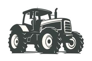 silhouette of a tractor illustration vector with black old tractor on white background