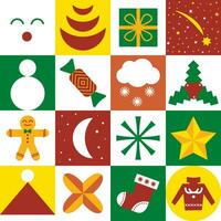 Christmas symbols seamless advent pattern. Merry Christmas. Abstract geometric background with simple shapes. Creative modern art. Bauhaus style Merry Christmas poster, postcard, cover. vector