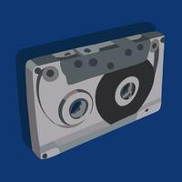 Vector isolated illustration of tape recorder cassette. Nostalgia of the 90s. Audio cassette for listening to music.