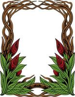 Floral Frame with Ornament carved vector