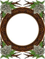 Floral Frame with Ornament carved vector