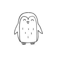 Vector hand drawn flat outline emperor penguin