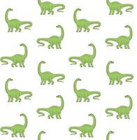 Seamless pattern of green diplodocus dinosaur vector