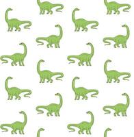 Seamless pattern of green diplodocus dinosaur vector