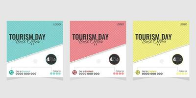 Simple and Clean World Tourism Day Social Media Post Design Template vector