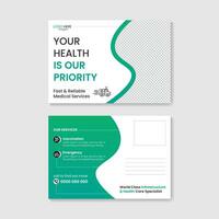 Simple and Clean Medical Post Card Design Template vector