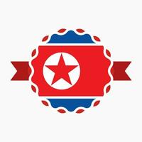 Creative North Korea Flag Emblem Badge vector