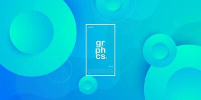 Abstract bright blue and green gradient illustration background with simple circle pattern. Cool design. Eps10 vector