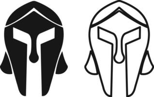 spartan helmet icon in flat, line style set isolated on transparent background use for safety Greek gladiator design elements emblems create for logo, label, sign, symbol. Vector for apps and website