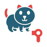 gato aseo glifo dos color icono diseño vector