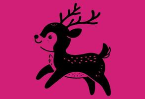 Enchanting Pink Reindeer, Festive Christmas Silhouette on a Rosy Background vector