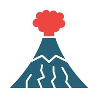 Volcano Glyph Two Color Icon Design vector