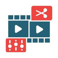 Video Editing Glyph Two Color Icon Design vector