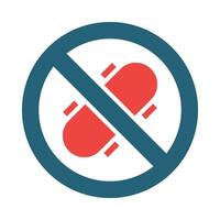 No Skating Glyph Two Color Icon Design vector