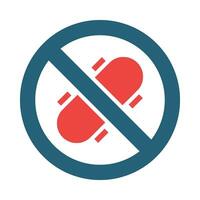 No Skating Glyph Two Color Icon Design vector