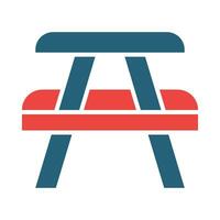 Picnic Table Glyph Two Color Icon Design vector