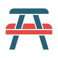 Picnic Table Glyph Two Color Icon Design vector